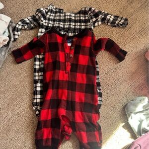 Old Navy Black and White Plaid Onesie